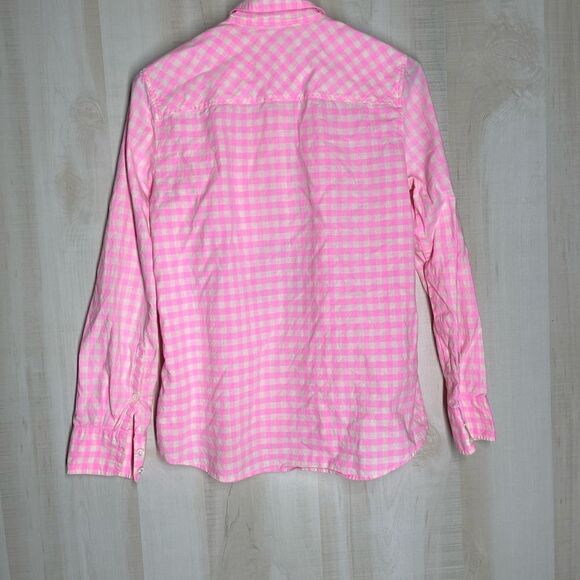 J. Crew pink and white checked long sleeve shirt, size 4 - Picture 12 of 12